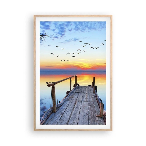 Plakat i ramme af lyst egetræ - Tid til at tage tilbage... - 61x91 cm