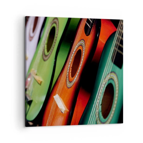 Lærredstryk - Billede på lærred - Guitaren har mange farver - 50x50 cm