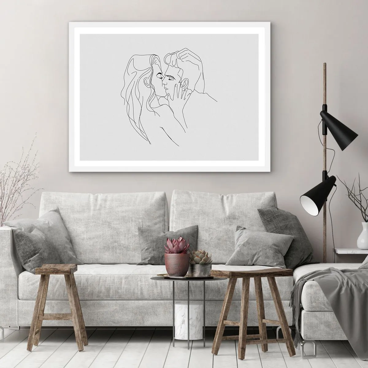 Plakat i hvid ramme - I samme linje - 50x40 cm