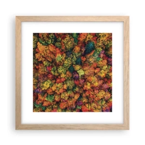 Plakat i ramme af lyst egetræ - Buket af efterårstræer - 30x30 cm