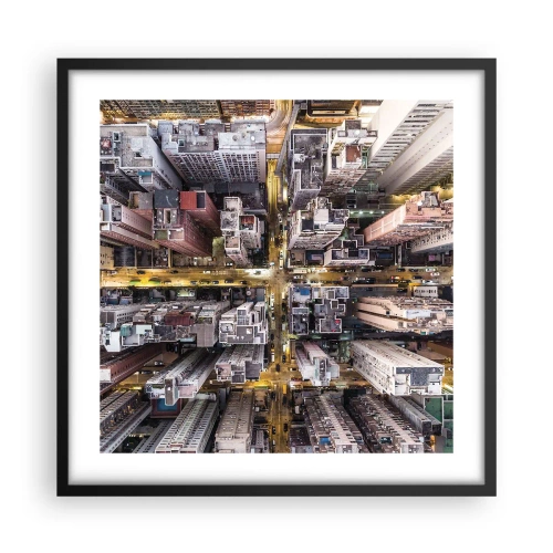 Plakat i sort ramme - Hilsner fra Hong Kong - 50x50 cm