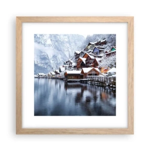 Plakat i ramme af lyst egetræ - I en vinterdekoration - 30x30 cm