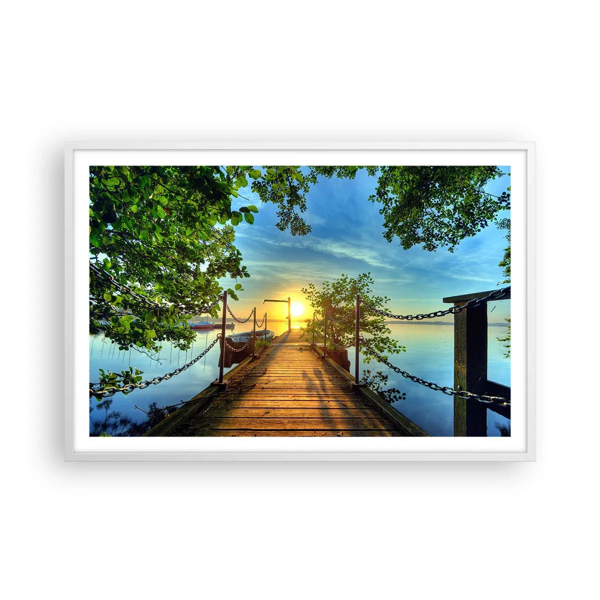 Plakat i hvid ramme - Mod vest ved vandet - 91x61 cm