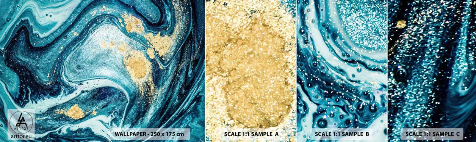 Fototapet Prøve Standard Eco - Blå boblebad - Abstraktion, Stykke, Moderne mønster - 100x30 cm