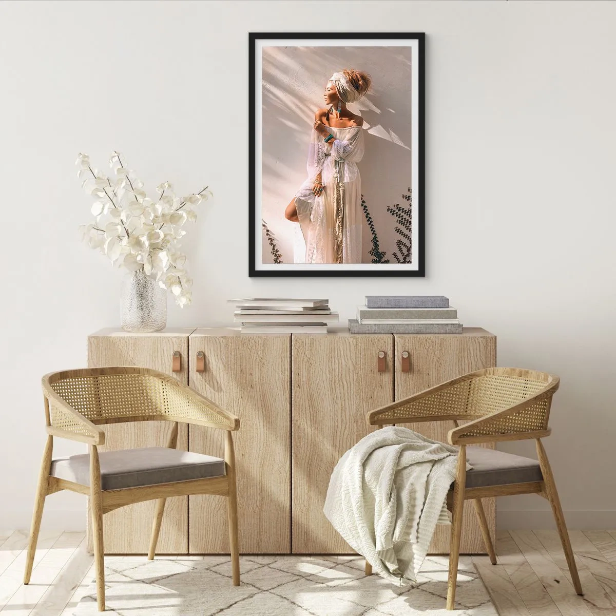 Plakat i sort ramme - Solen og pigen - 70x100 cm