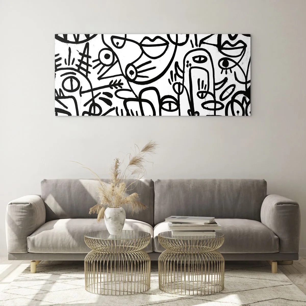 Billede på glas - Ansigter og luftspejlinger - 120x50 cm