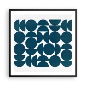 Plakat i sort ramme - Cirkler og halvcirkler - 60x60 cm