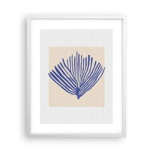 Plakat i hvid ramme - Blå vifte - 40x50 cm