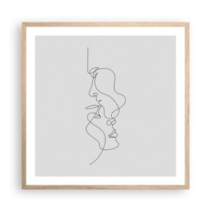 Plakat i ramme af lyst egetræ - Gløderne af glubende begær - 60x60 cm