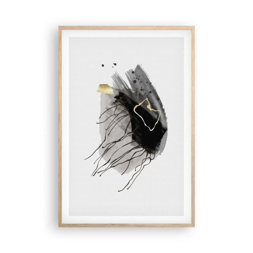 Plakat i ramme af lyst egetræ - I sort og guld - 61x91 cm