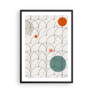 Plakat i sort ramme - Moderne geometrisk abstraktion med farverige accenter - 50x70cm - I popkunstens ånd - Moderne vægdekoration til stue og soveværelse ARTTOR