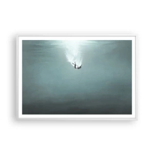Plakat i hvid ramme - I havets favntag - 100x70 cm