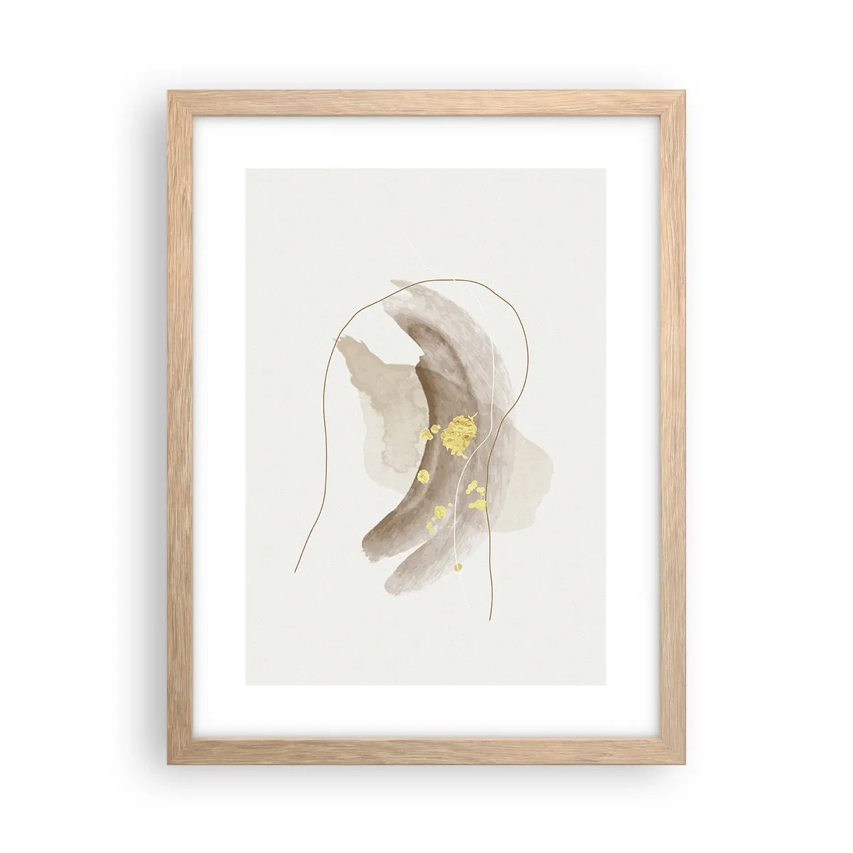 Plakat i ramme af lyst egetræ - Mødt i rummet - 30x40 cm
