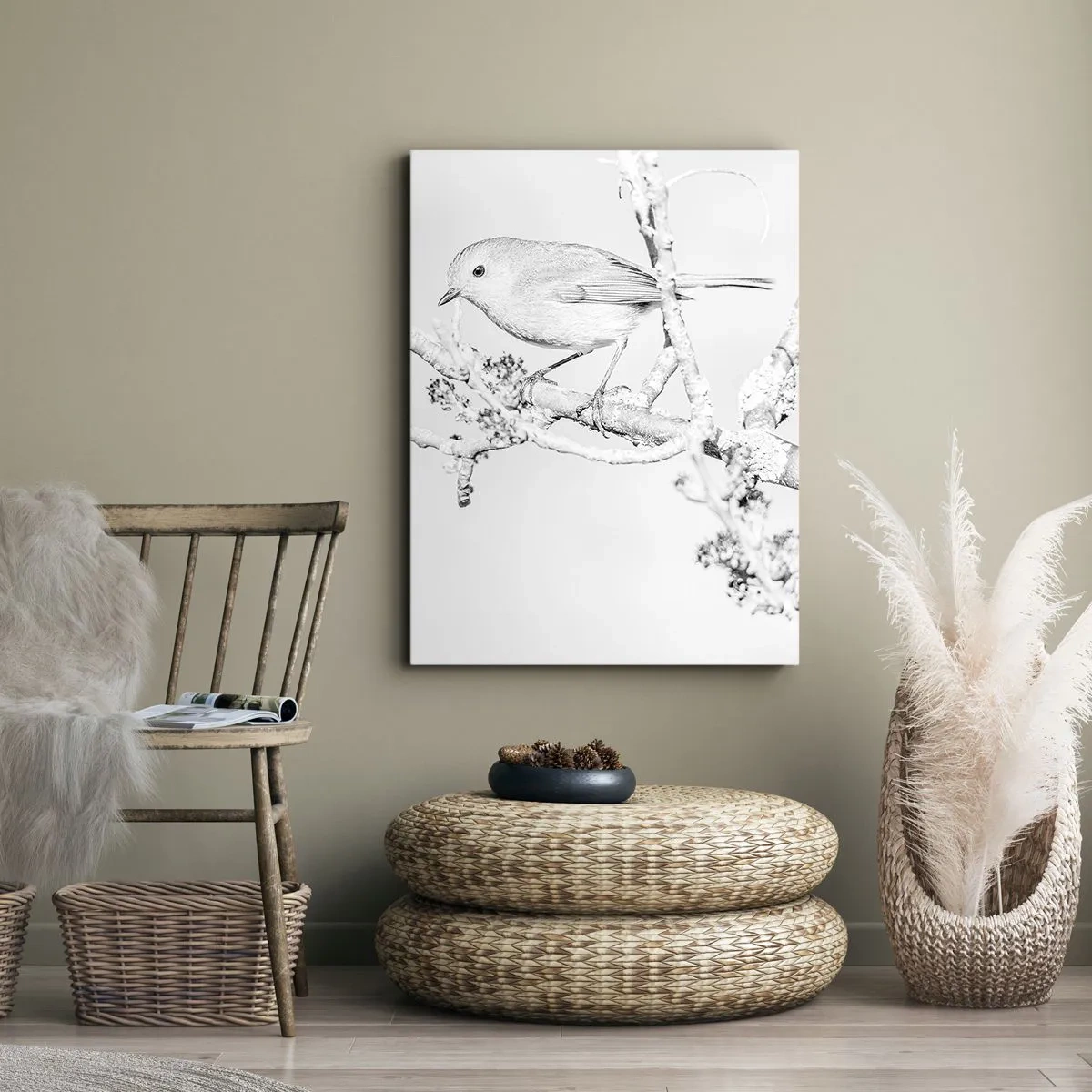 Lærredstryk - Billede på lærred - Vintermorgen - 65x120 cm