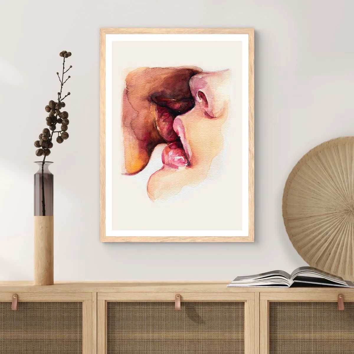 Plakat i ramme af lyst egetræ - Som nat og dag, jord og himmel - 61x91 cm