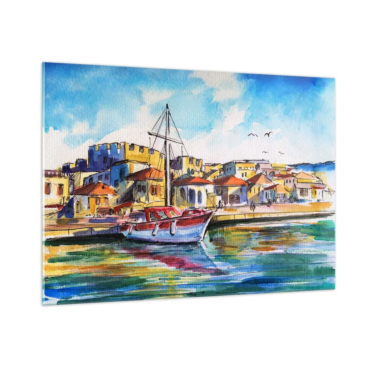 Billede på glas - Regnbue eftermiddag - 100x70 cm