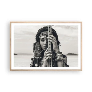 Plakat i ramme af lyst egetræ - Selve den orientalske musik - 91x61 cm