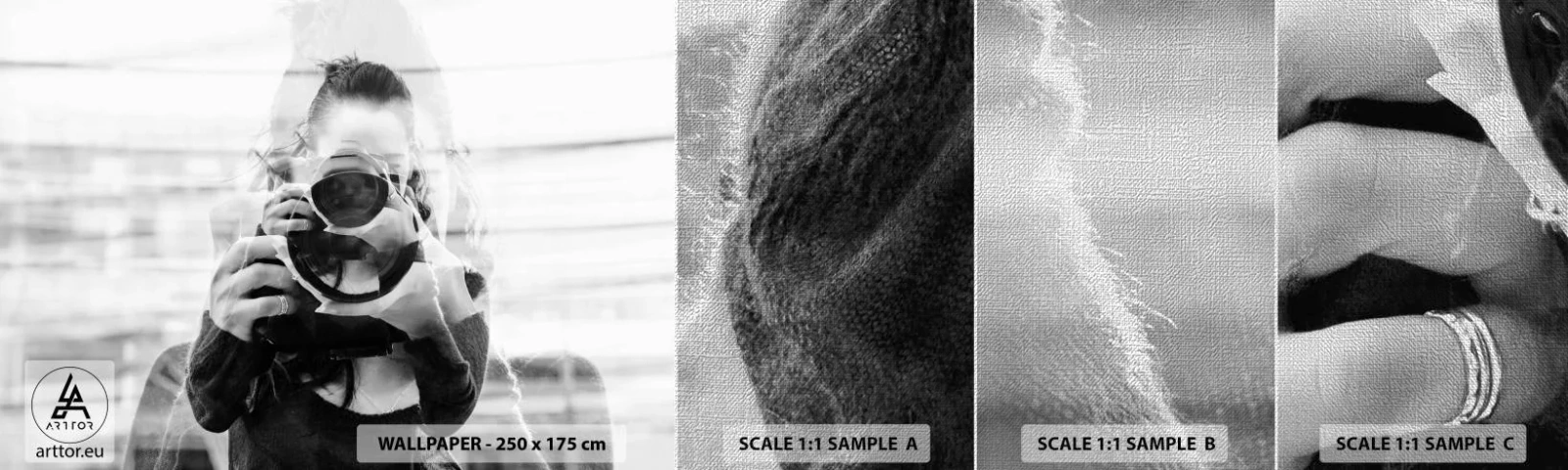 Prøve Fototapet Premium Canvas - Skaber og materiale - Abstraktion, Fotograf, Kvinde - 100x30 cm