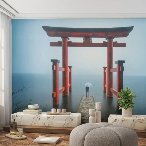 Fototapet Selvklæbende Deluxe Sticker - Japansk drømmeri - Asien, Hakone tempel, Japan - 500x350 cm