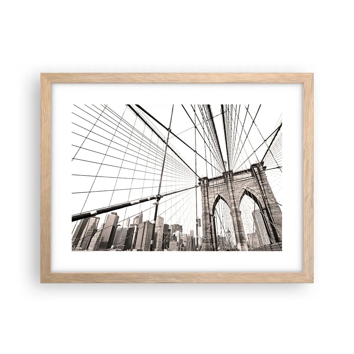 Plakat i ramme af lyst egetræ - Katedralen i New York - 40x30 cm