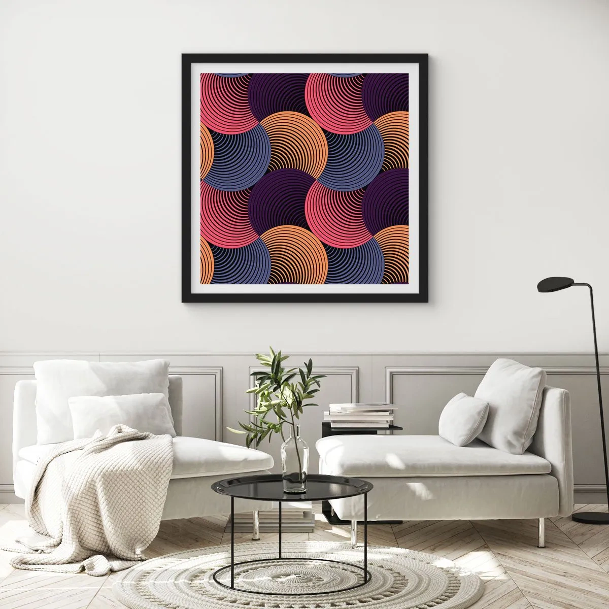 Plakat i sort ramme - I en cirkulær rytme - 30x30 cm