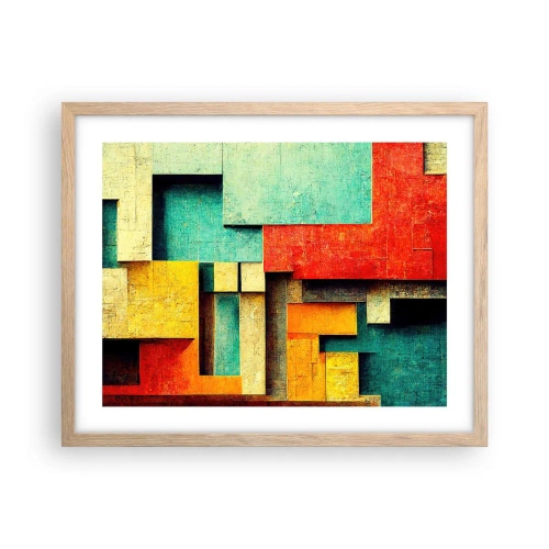 Plakat i ramme af lyst egetræ - Festival for rette vinkler - 50x40 cm