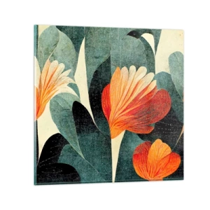 Billede på glas - Varmen fra troperne og køligheden fra det grønne - 70x70 cm