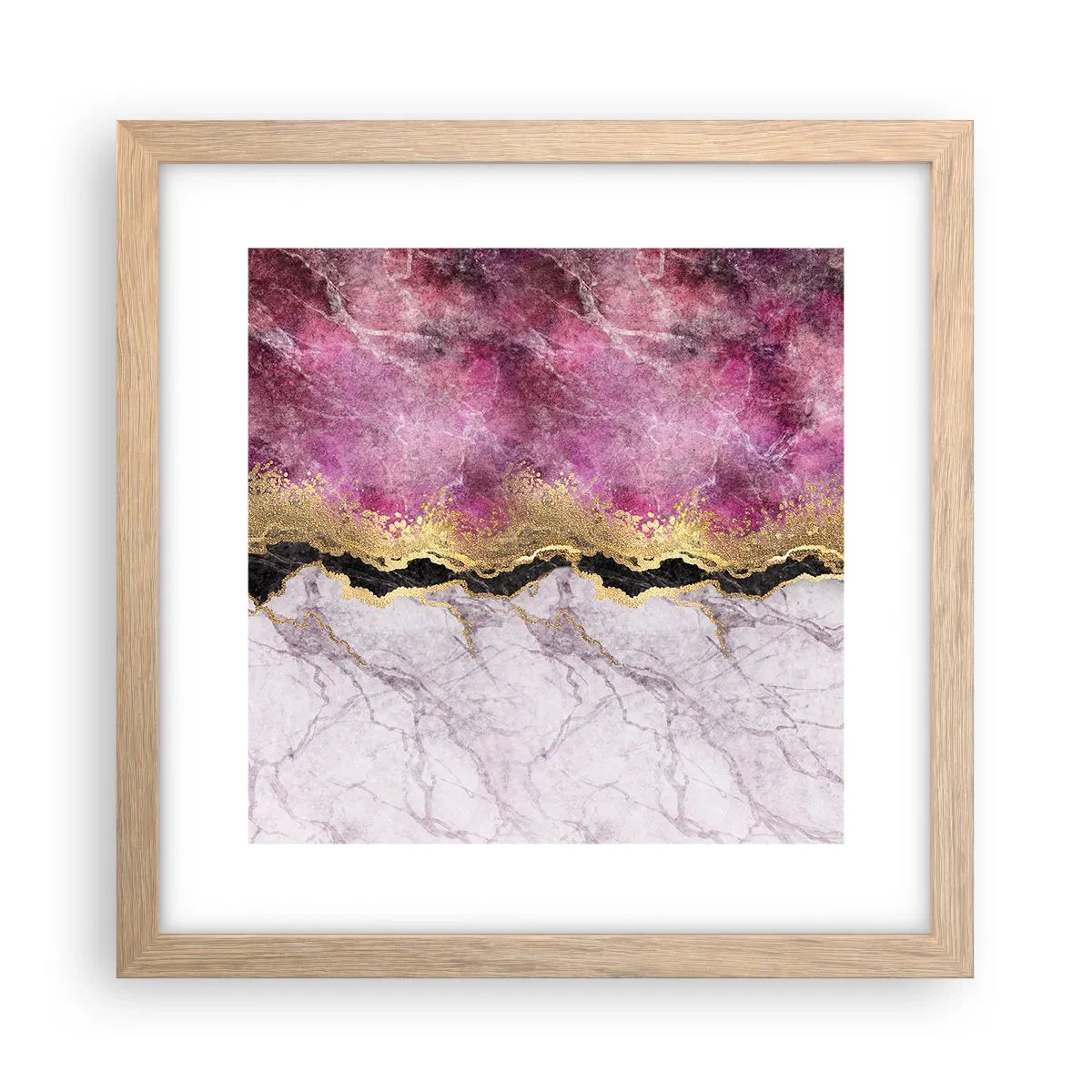 Plakat i ramme af lyst egetræ - På grænsen - 30x30 cm