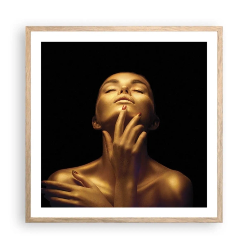 Plakat i ramme af lyst egetræ - Som gylden silke - 60x60 cm