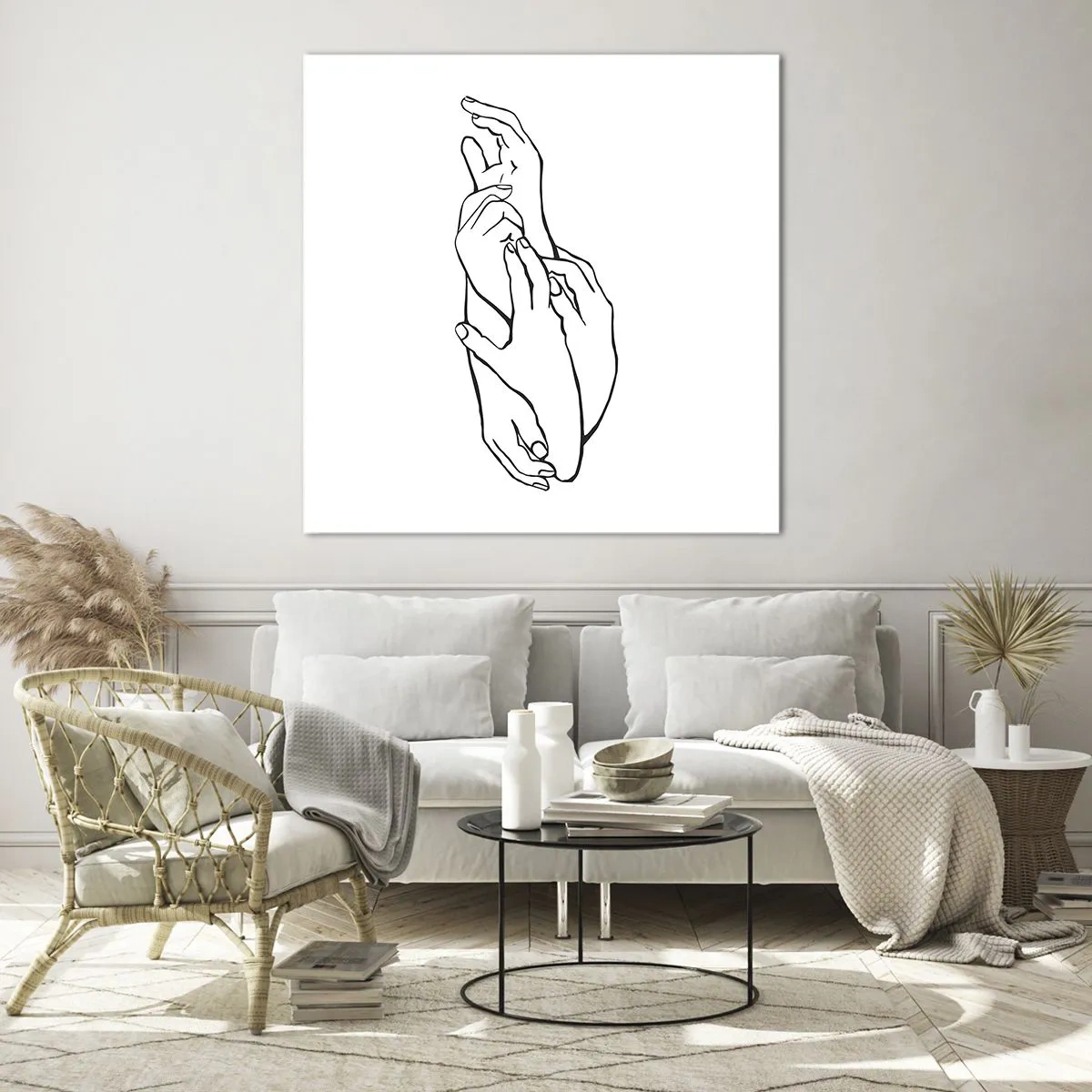 Billede på glas - God berøring - 70x70 cm