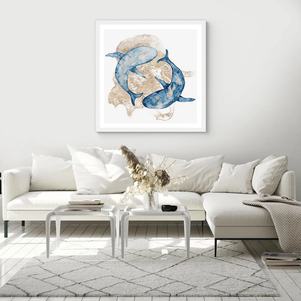 Plakat i hvid ramme - Venskab eller kærlighed? - 60x60 cm