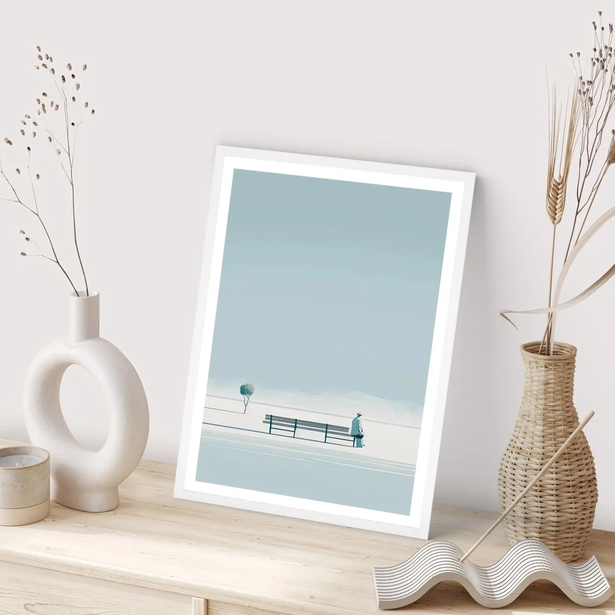 Plakat i hvid ramme - Ja, jeg venter. - 70x100 cm