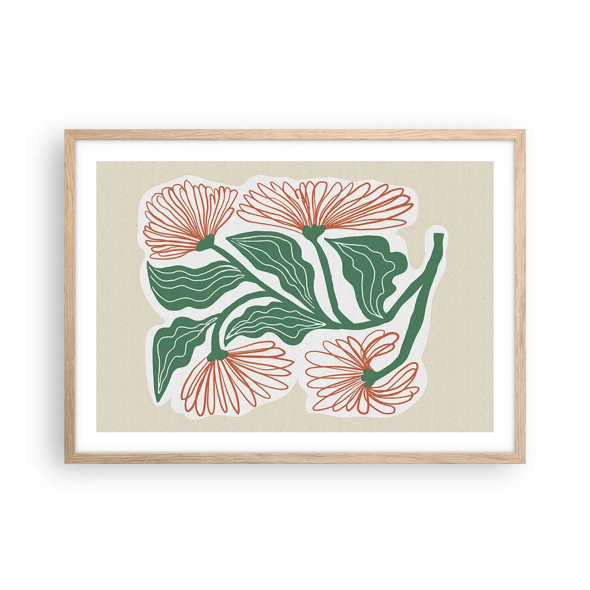 Plakat i ramme af lyst egetræ - Folkeligt og moderne - 70x50 cm