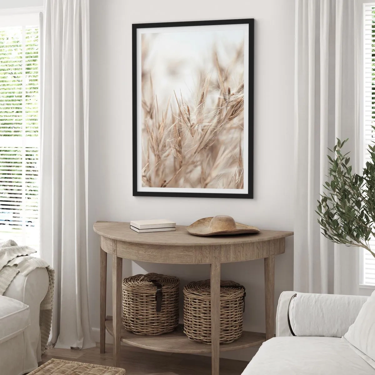 Plakat i sort ramme - Eng og vind - 70x100 cm