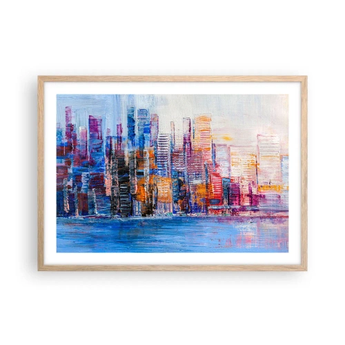 Plakat i ramme af lyst egetræ - En glad metropol - 70x50 cm