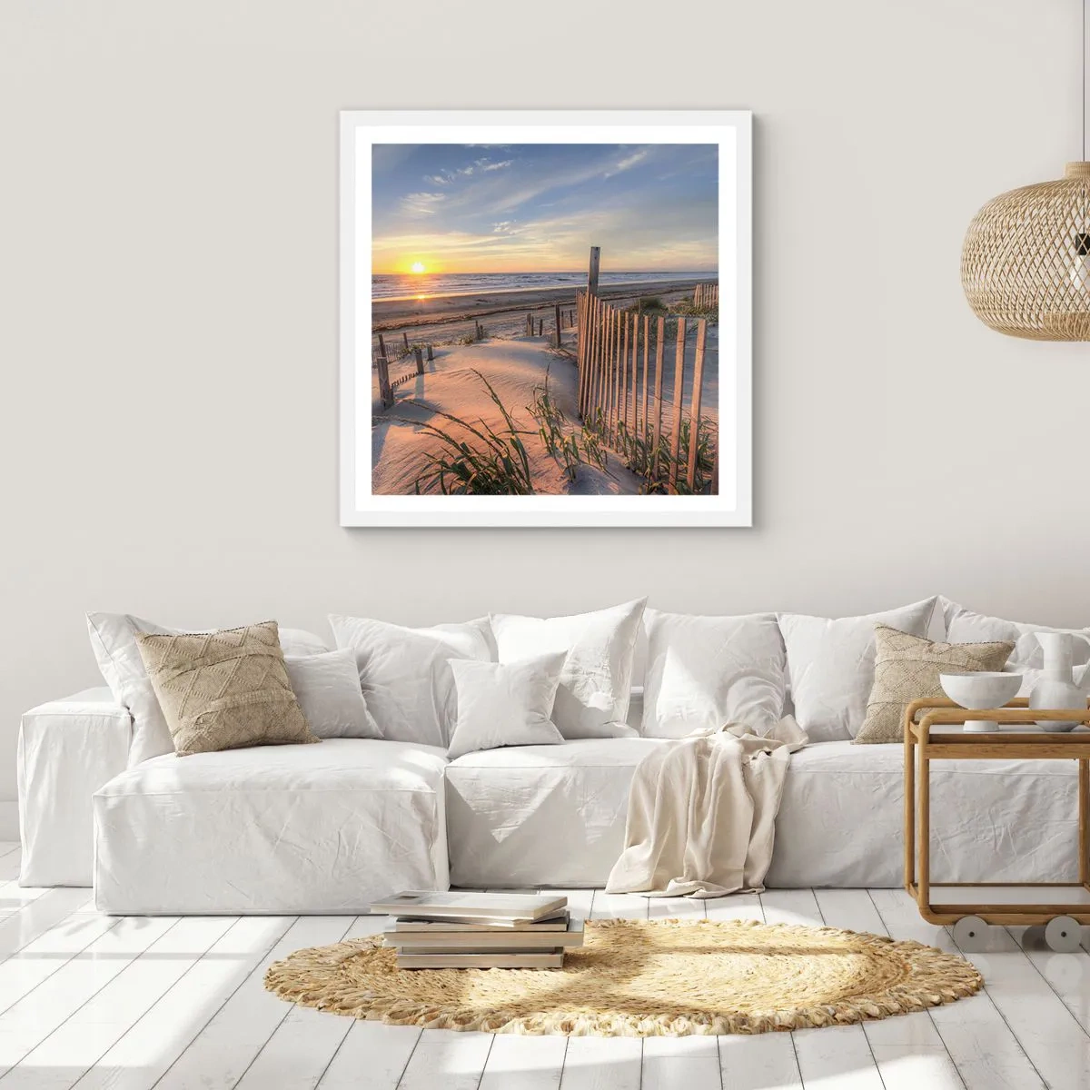 Plakat i hvid ramme - Vindens blænding og skygge - 50x50 cm