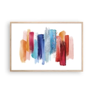 Plakat i ramme af lyst egetræ - Op og ned  - 91x61 cm