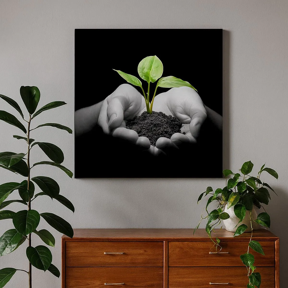 Lærredstryk - Billede på lærred - Jeg elsker naturen, jeg beskytter den - 30x30 cm