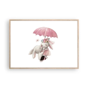 Plakat i ramme af lyst egetræ - Det er kærlighed - 100x70 cm