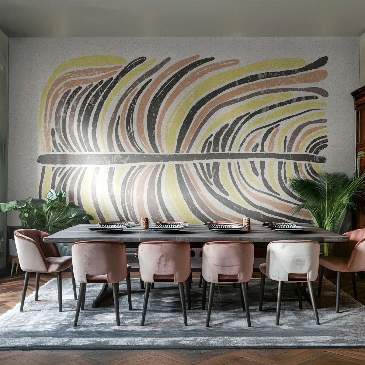 Fototapet Standard Eco - Levende abstraktion - Boho, Minimalisme, Pastel - 350x256 cm