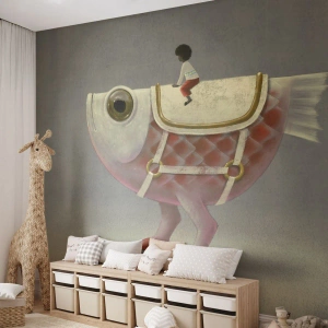 Fototapet Premium Canvas - Rybonski rytter - Abstraktion, Fisk, For børn - 500x350 cm
