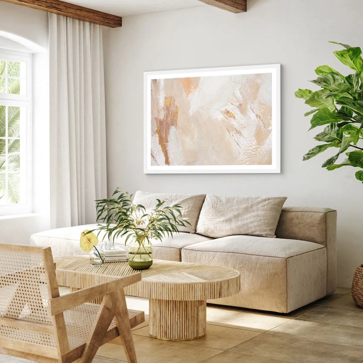 Plakat i hvid ramme - Pastelkomposition - 100x70 cm