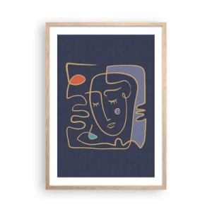 Plakat i ramme af lyst egetræ - I drømmerier - 50x70 cm