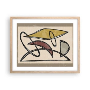 Plakat i ramme af lyst egetræ - Vertikaler og niveauer - 50x40 cm