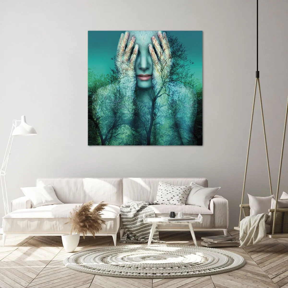 Lærredstryk - Billede på lærred - Nedsænket i blåt - 40x40 cm