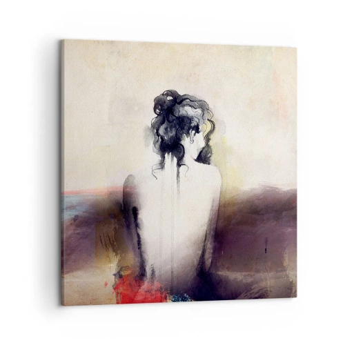 Lærredstryk - Billede på lærred - Glatte linjer, ovale former - 50x50 cm