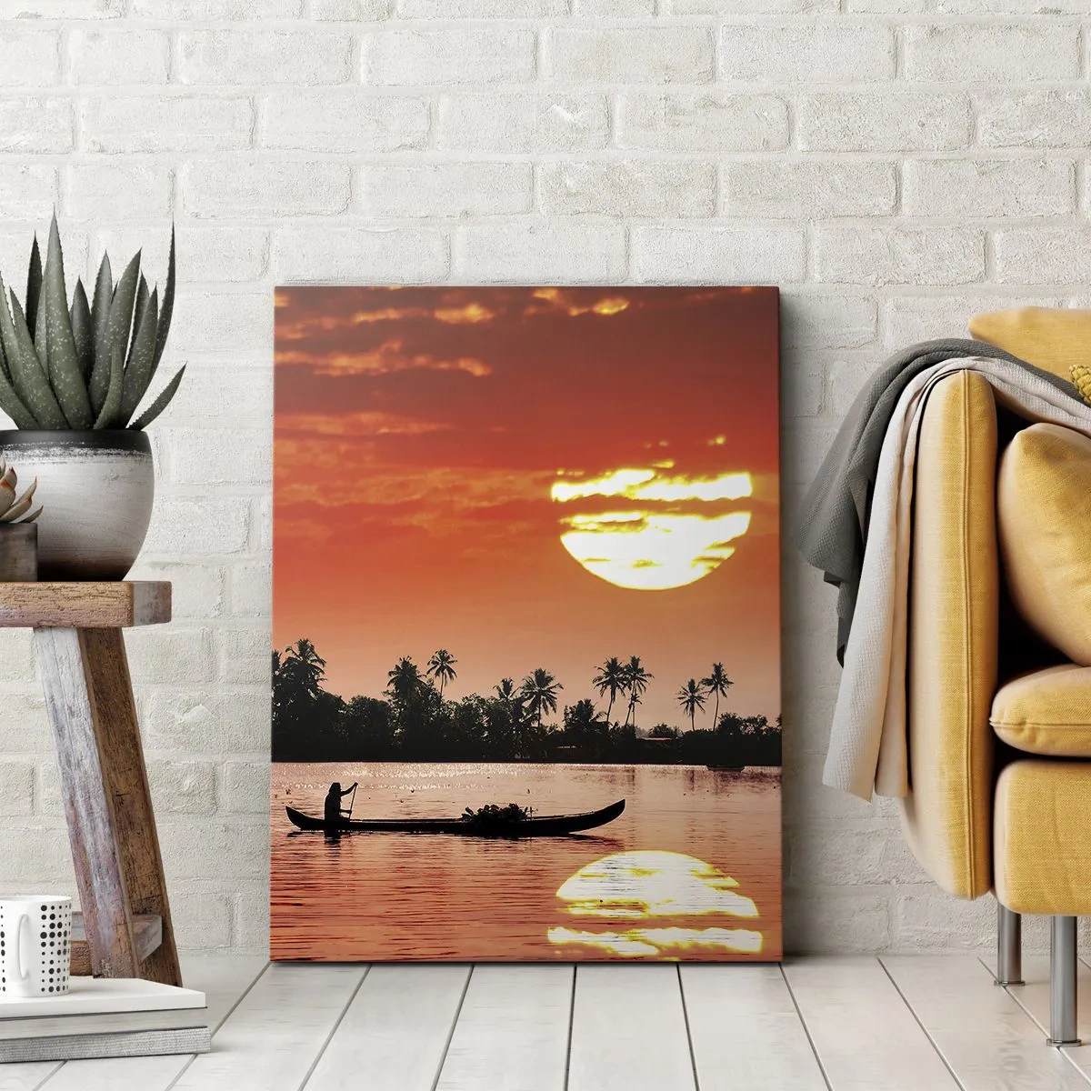 Lærredstryk - Billede på lærred - Tropernes ro ved solnedgang - 70x100 cm