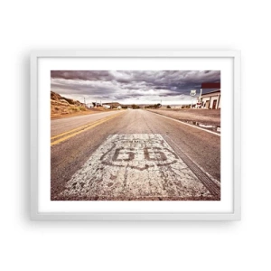 Plakat i hvid ramme - Mother Road - amerikansk legende - 50x40 cm