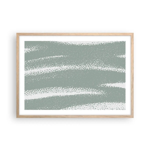 Plakat i ramme af lyst egetræ - Abstraktion i vinterstemning - 70x50 cm