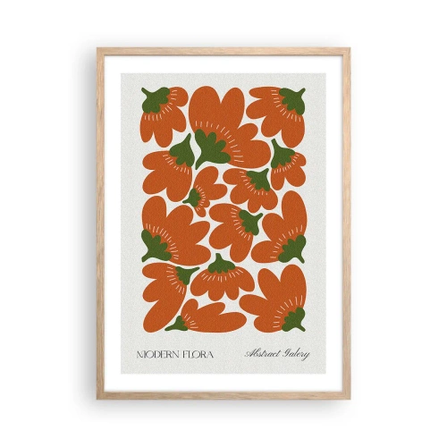 Plakat i ramme af lyst egetræ - Fra en blomsts liv - 50x70 cm